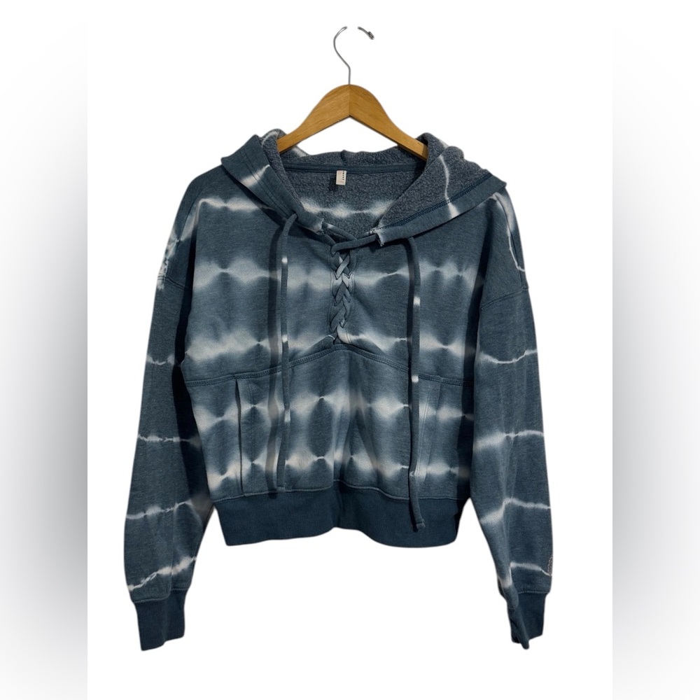 Free People Movement XSmall Blue and White Tie Dye Believer Hoodie